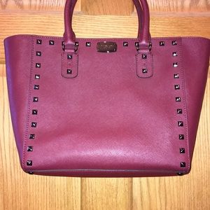 NWT Michael Kors Plum Saffiano Studded Tote